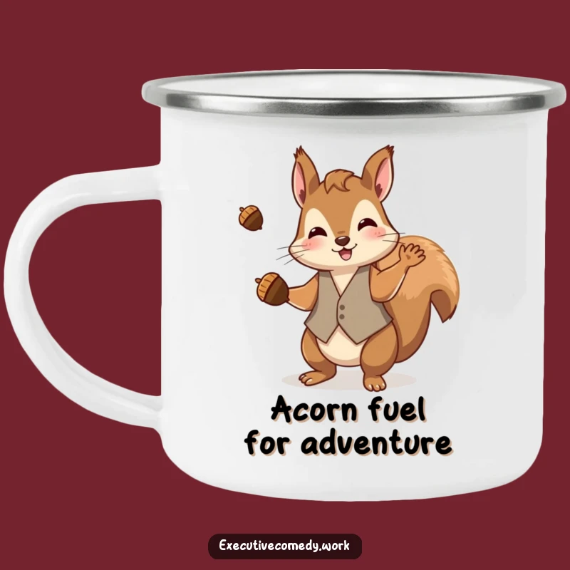 Funny Squirrel Campfire Mug: Playful Juggling for Outdoor Fun