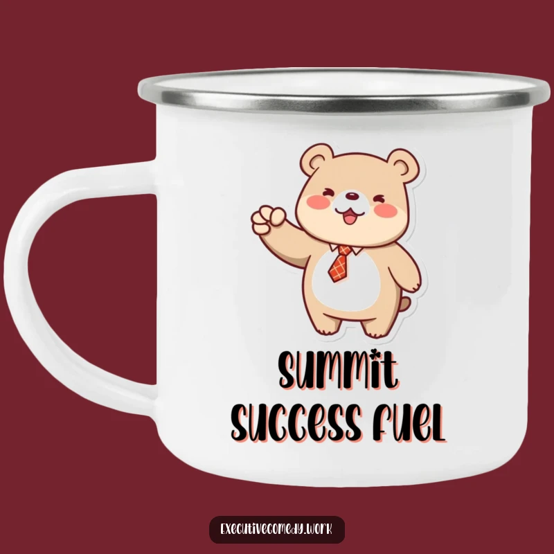 Funny Bear Fist Pump Camping Mug: Outdoorsy Tie Bear Cheers, Perfect Adventure Gift!