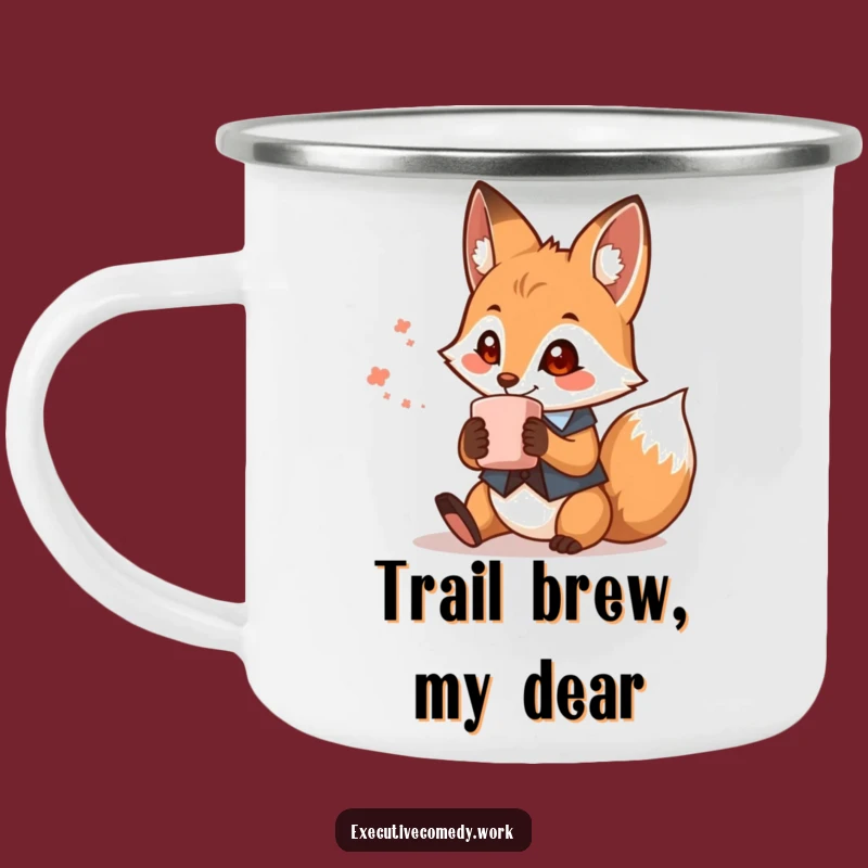 Funny Fox Waistcoat Enamel Camping Mug - Adventure & Humor Gift