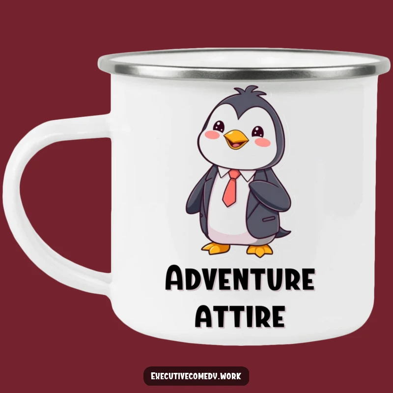 Funny Penguin Suit Camping Mug: Your Dapper Companion for Outdoor Events!