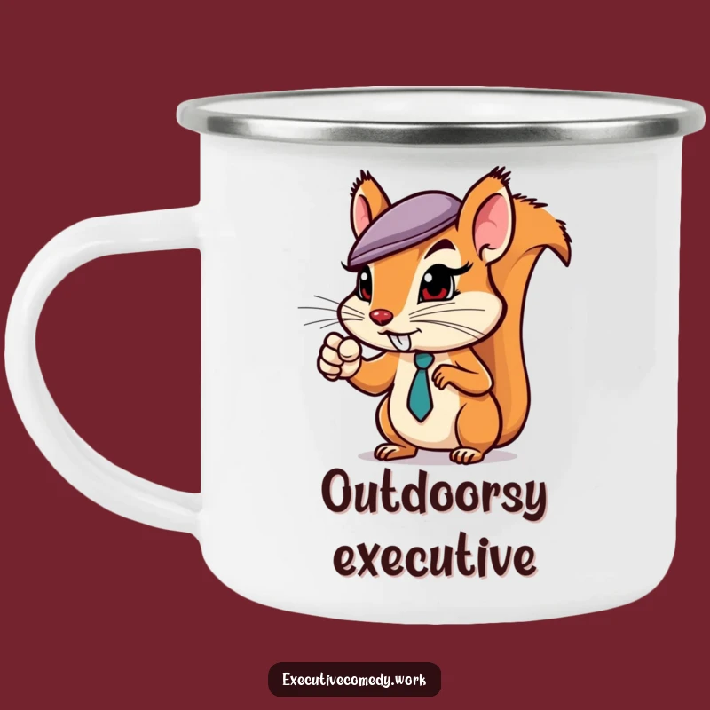 Funny Squirrel Business Enamel Camping Mug - Adventure & Ambition