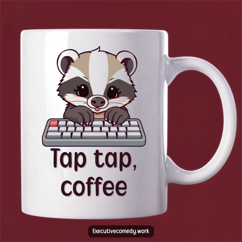 Funny Badger Coder Mug: Determined Badger Taps Keyboard, Perfect Tech Enthusiast Gift!