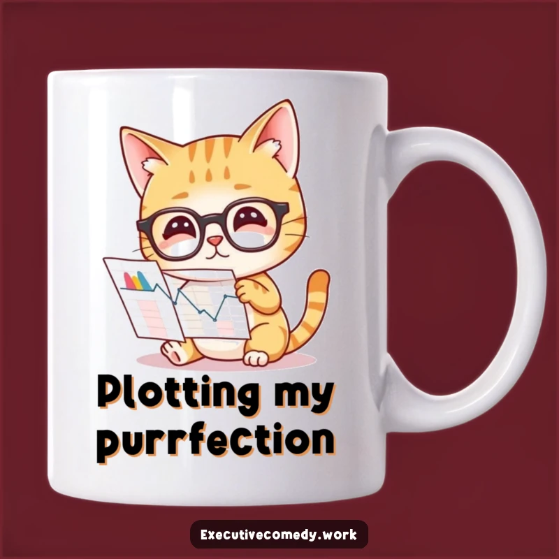 Funny Cat Analyst Mug: Curious Glasses Cat Studies Graph, Perfect Smart Gift!