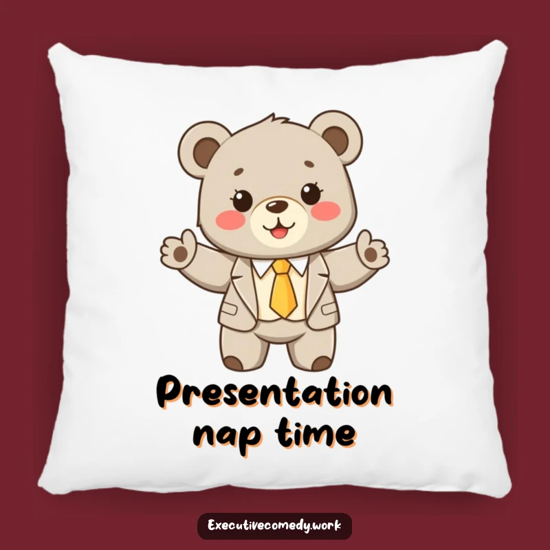 Cute Funny Bear Cub Suit Pillow: Cozy Comfort with a Hilarious Business Vibe