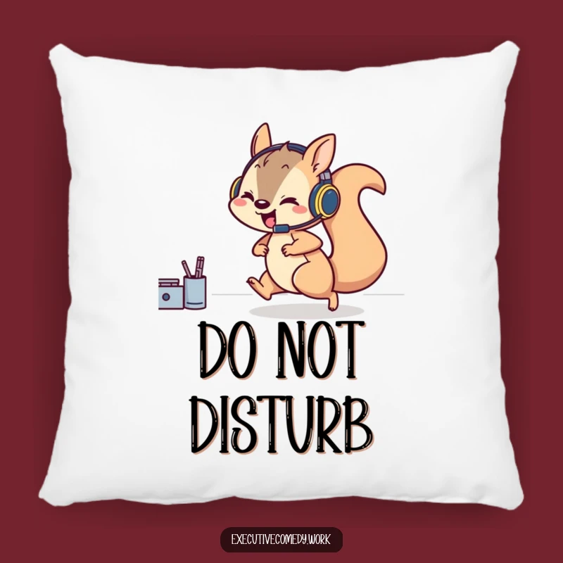 Funny Squirrel Gamer Pillow: Cozy Headset Squirrel Comfort, Perfect Desk Accessory Gift!