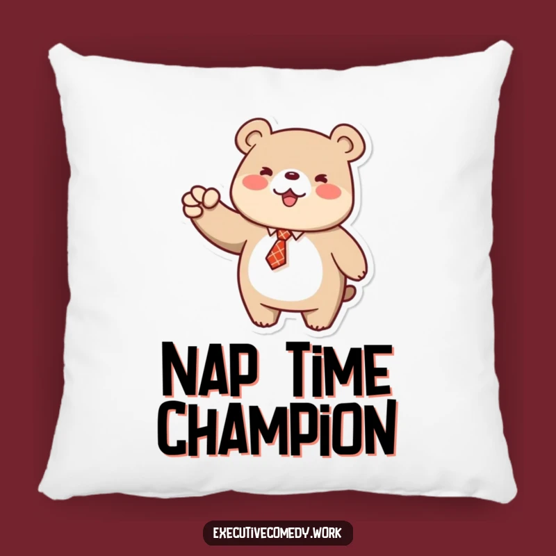 Funny Bear Fist Pump Pillow: Comfy Tie Bear Hugs Success, Perfect Cozy Gift!