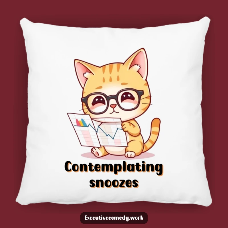 Funny Cat Analyst Pillow: Cozy Glasses Cat Studies, Perfect Comfort Gift!
