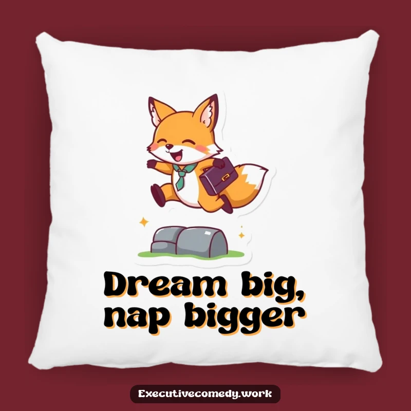 Funny Fox Business Leap Pillow: Cozy Briefcase Fox Overcomes, Perfect Comfort Gift!