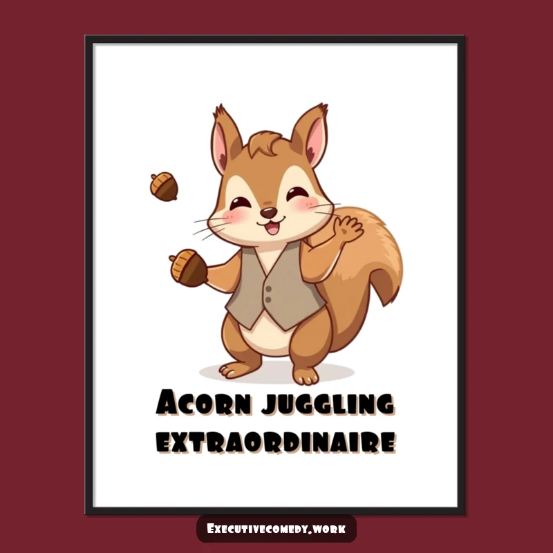 Funny Squirrel Juggling Art Print: Whimsical Decor for a Playful Space