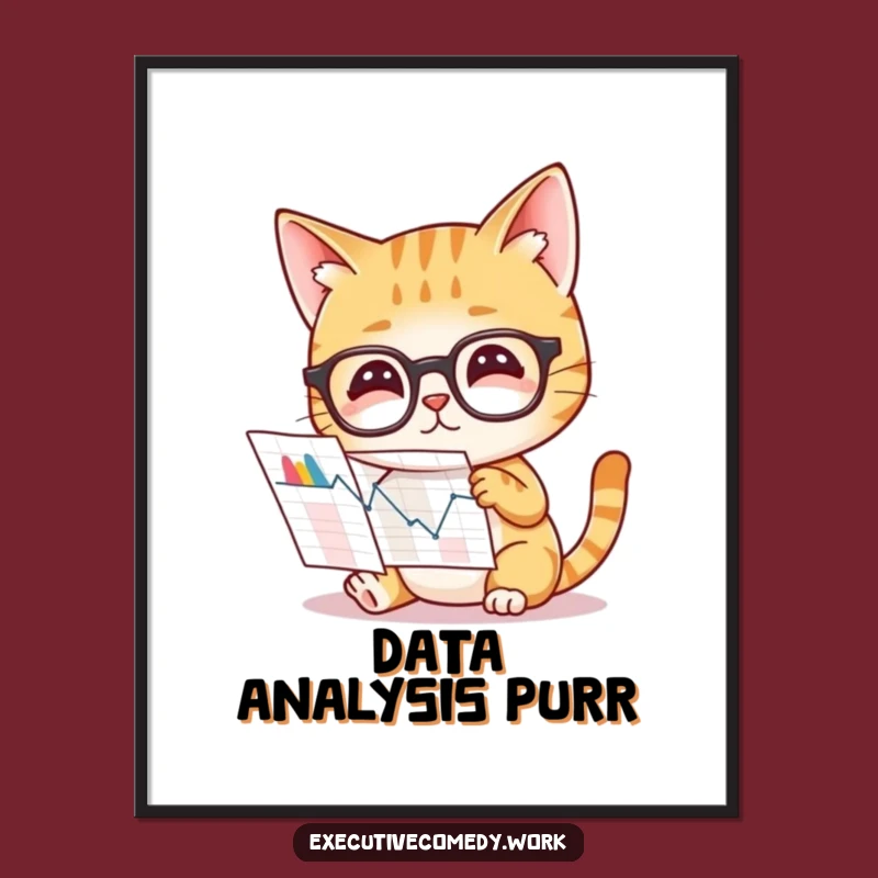 Funny Cat Analyst Digital Art: Instant Glasses Cat Graph Print, Perfect Gift!