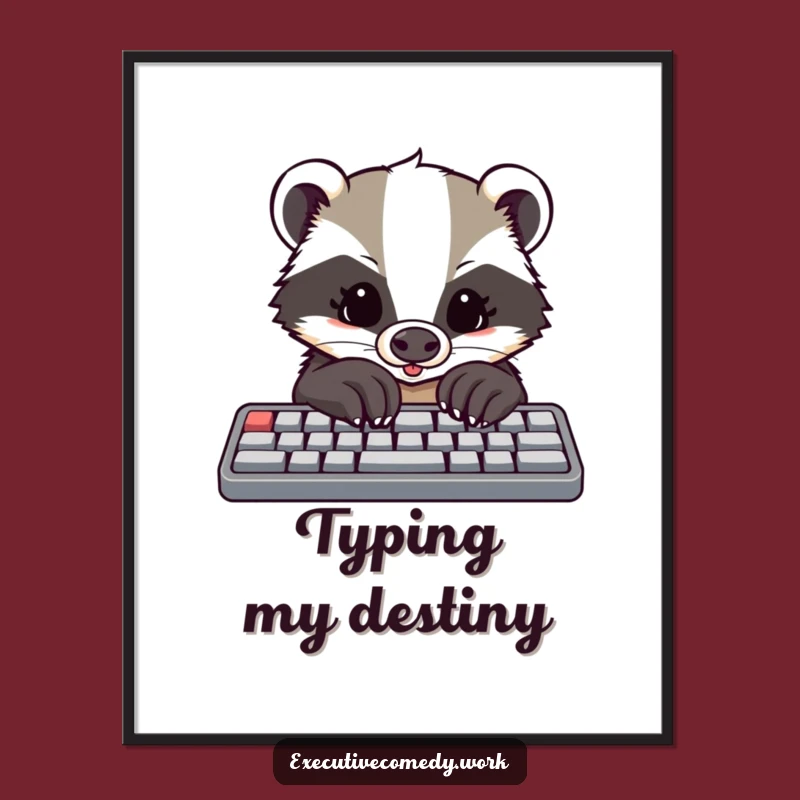 Funny Badger Coder Digital Art: Instant Determined Badger Print, Perfect Gift!