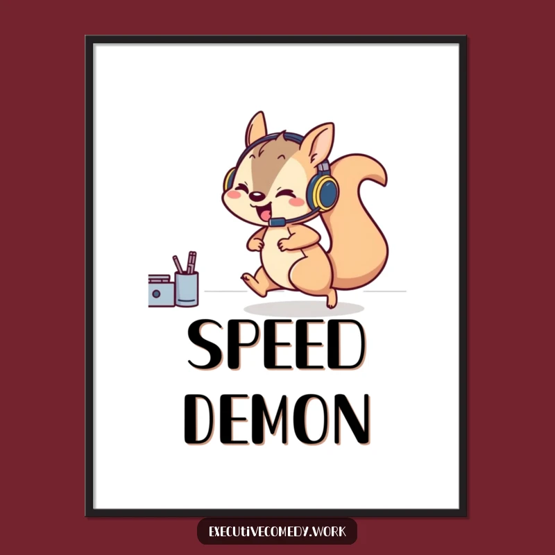 Funny Squirrel Gamer Digital Art: Instant Headset Squirrel Action Print, Perfect Gift!