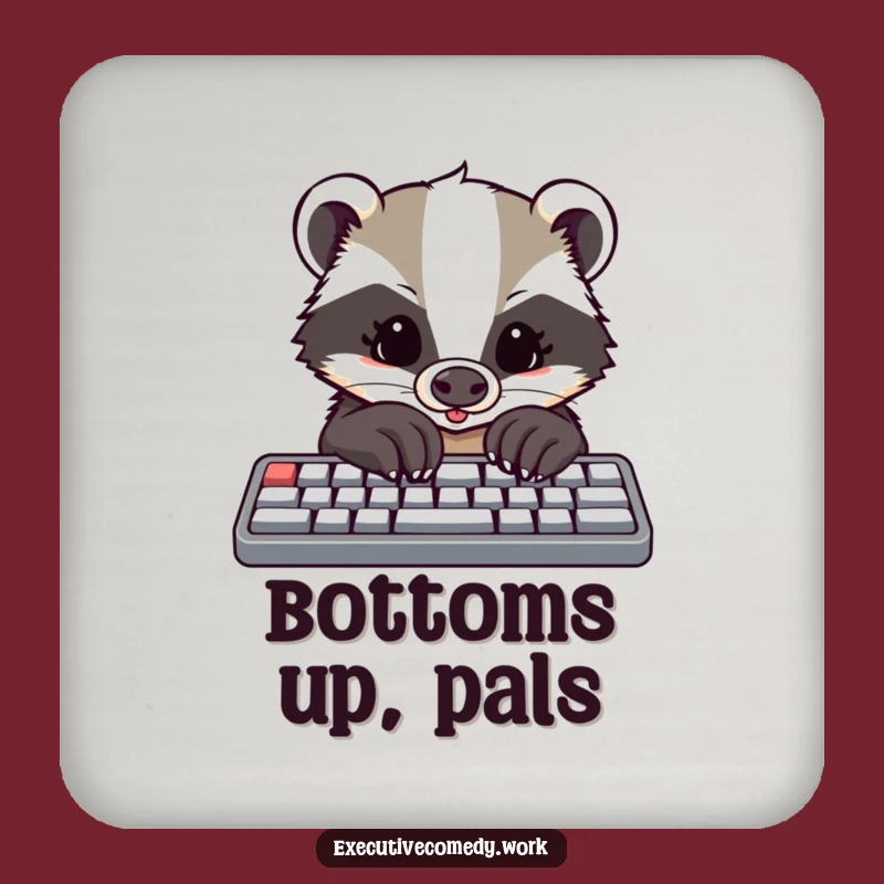 Funny Badger Coder Coaster: Protect Surfaces with Tapping Badger, Perfect Drink Gift!