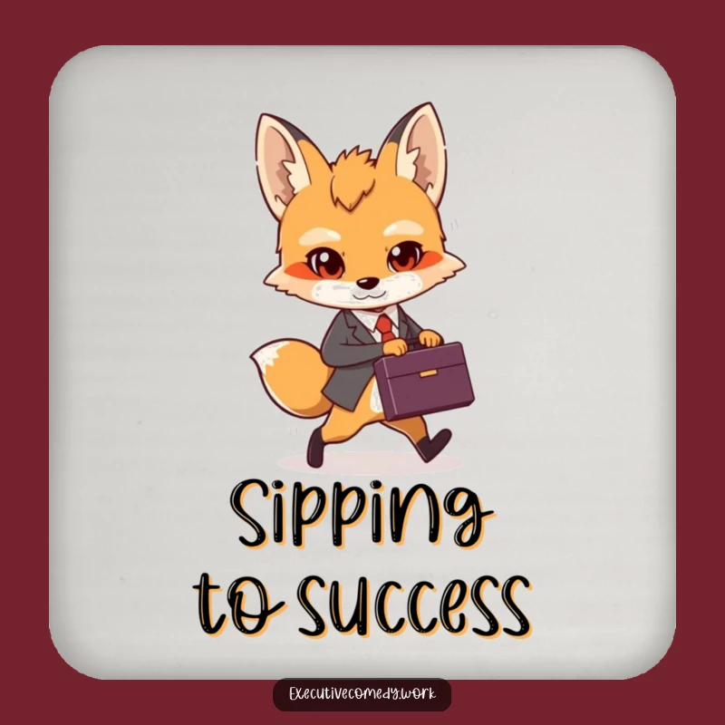 Funny Fox Cub Business Coaster: Protect Surfaces with Determined Style
