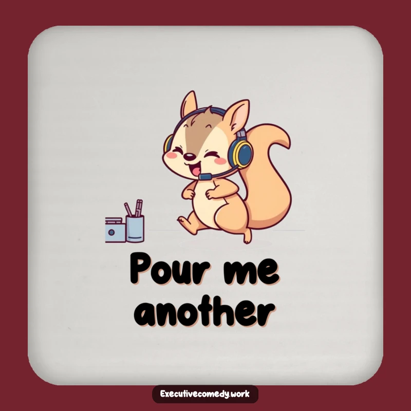 Funny Squirrel Gamer Coaster: Protect Your Desk with Headset Squirrel, Perfect Drink Gift!