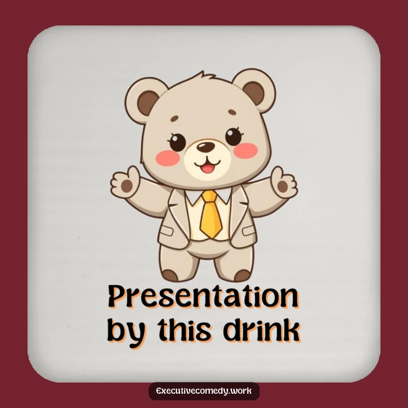 Funny Bear Cub Suit Coaster: Protect Surfaces with Hilarious Business Flair