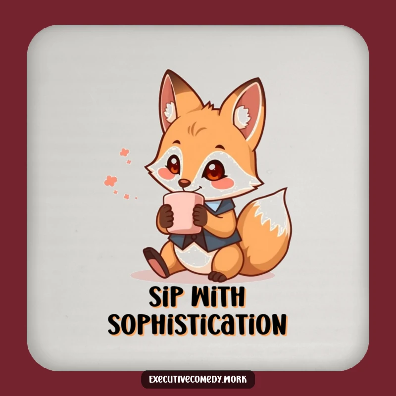 Funny Fox Waistcoat Drink Coaster - Protect Surfaces with Humor