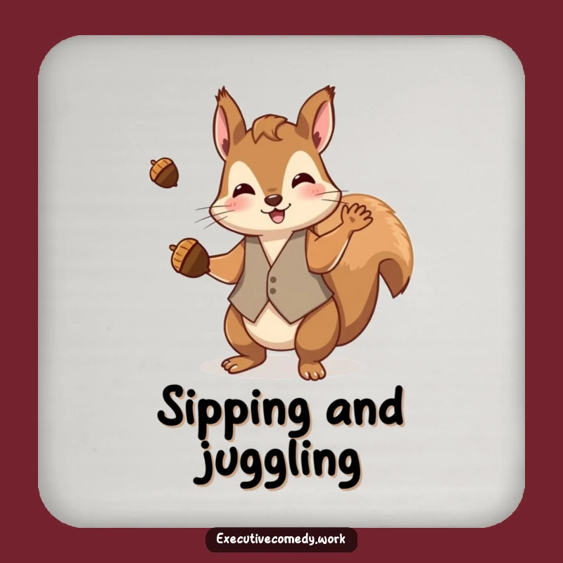 Funny Squirrel Waistcoat Coaster: Protect Surfaces with Playful Charm