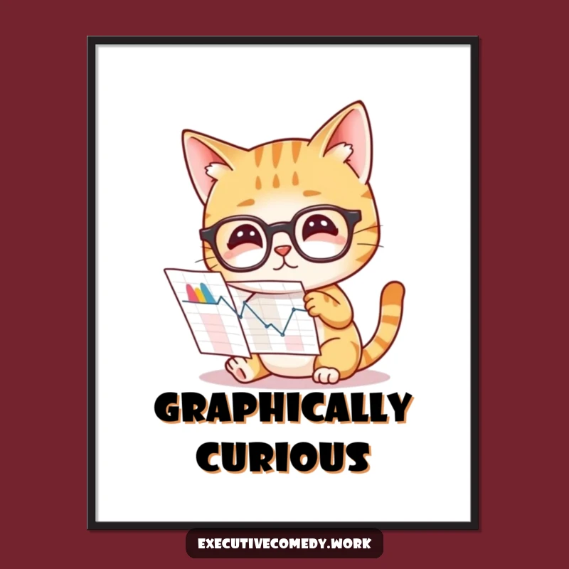 Funny Cat Analyst Poster: Glasses Cat Data Art, Perfect Wall Decor Gift!