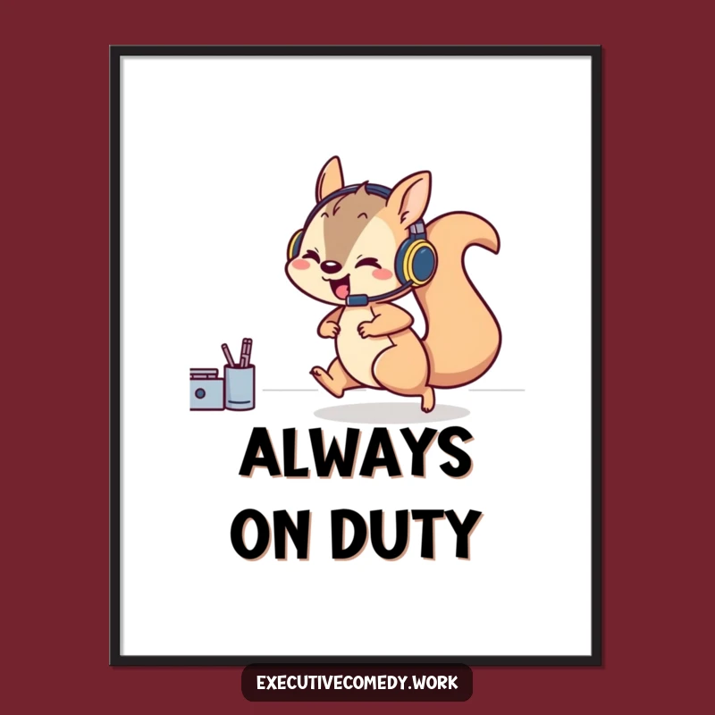 Funny Squirrel Gamer Poster: Headset Squirrel Action Art, Perfect Wall Decor Gift!