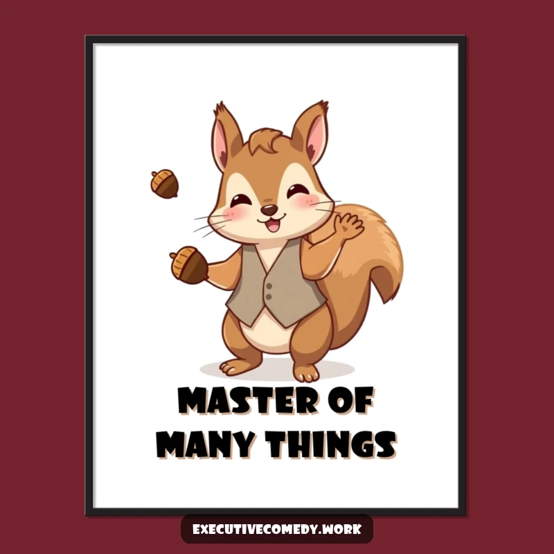 Funny Squirrel Juggling Poster: Playful Wall Art for a Cheerful Space