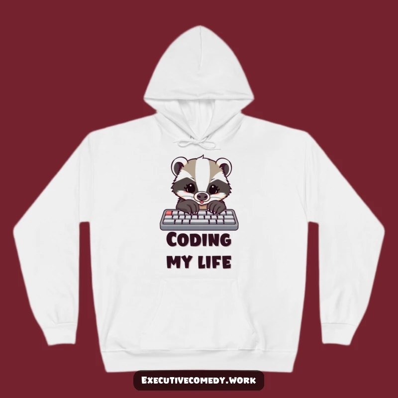 Funny Badger Coder Hoodie: Cozy Determined Badger Types, Perfect Warm Gift!