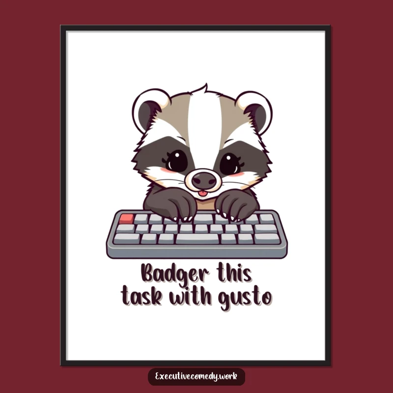 Free Printable Badger Keyboard Funny Motivational Wall Art - Dedicated Downloadable Decor
