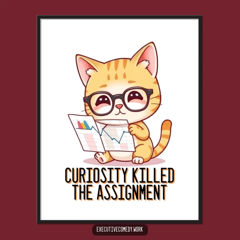 Free Printable Cat Glasses Funny Motivational Wall Art - Smart Study Downloadable Decor