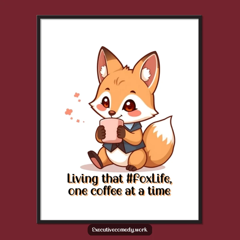 Free Printable Fox Wall Art: Funny Coffee Lover Downloadable Poster for Home Decor