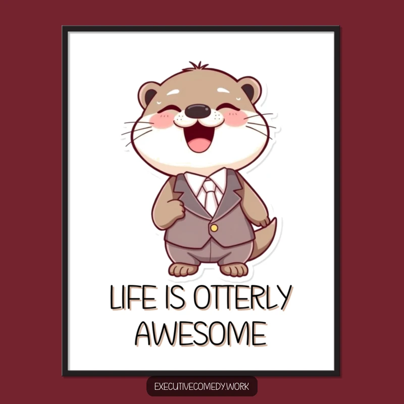 Funny Free Printable Wall Art: Laughing Otter in Suit, Downloadable Art!