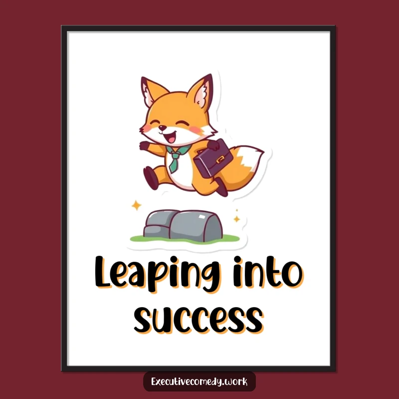 Free Printable Fox Leaping Funny Motivational Wall Art - Inspiring Downloadable Decor
