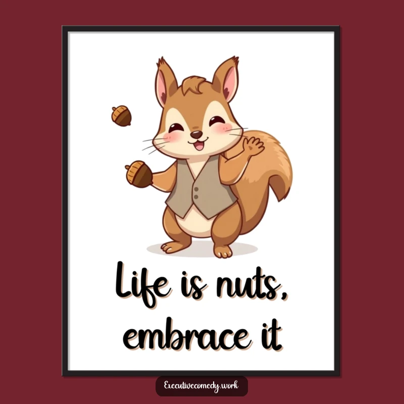 Funny Free Printable Wall Art: Juggling Squirrel, Downloadable Whimsy!