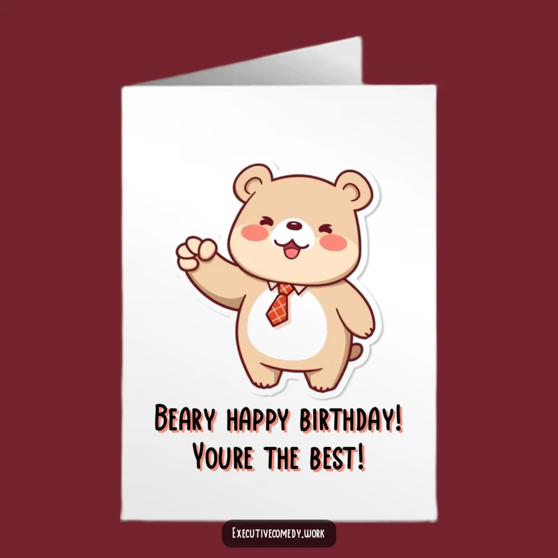 Free Printable Bear Tie Fist Pump Funny Birthday Card - Hilarious Downloadable Gift