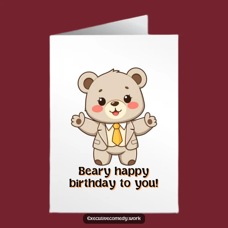 Free Printable Birthday Card: Funny Bear Cub in Suit, Perfect Downloadable Gift!