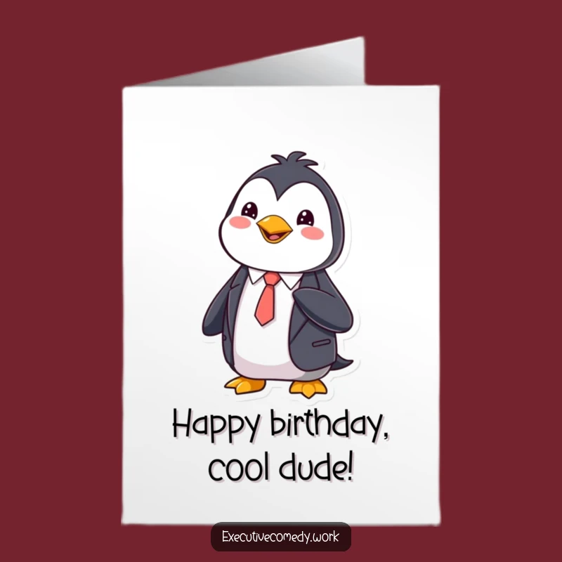 Free Printable Birthday Card: Penguin's Sharp Style - Downloadable & Classy Fun!