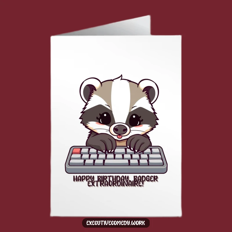 Free Printable Badger Keyboard Birthday Card - Funny Techie Downloadable Gift