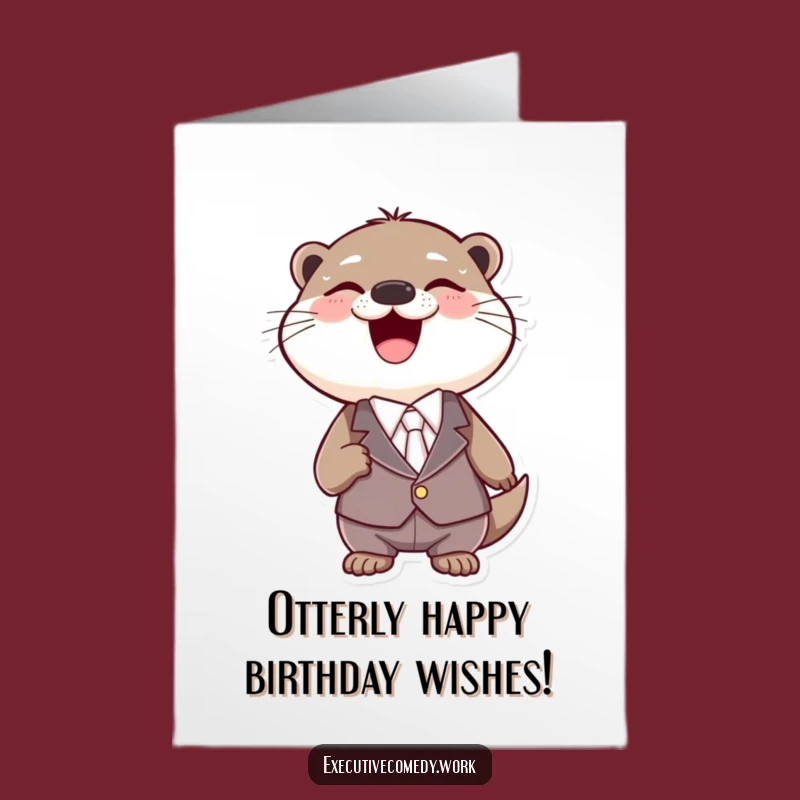 Free Printable Birthday Card: Laughing Otter in Suit, Hilarious Downloadable!