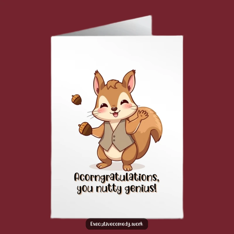 Free Printable Congrats Card: Acorn Juggler, Cheerful Downloadable!