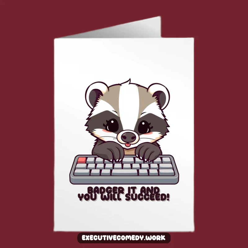Free Printable Badger Keyboard Congrats Card - Hard Work Downloadable Success