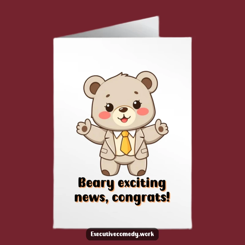Free Printable Congrats Card: Adorable Bear Cub in Suit, Best Downloadable!