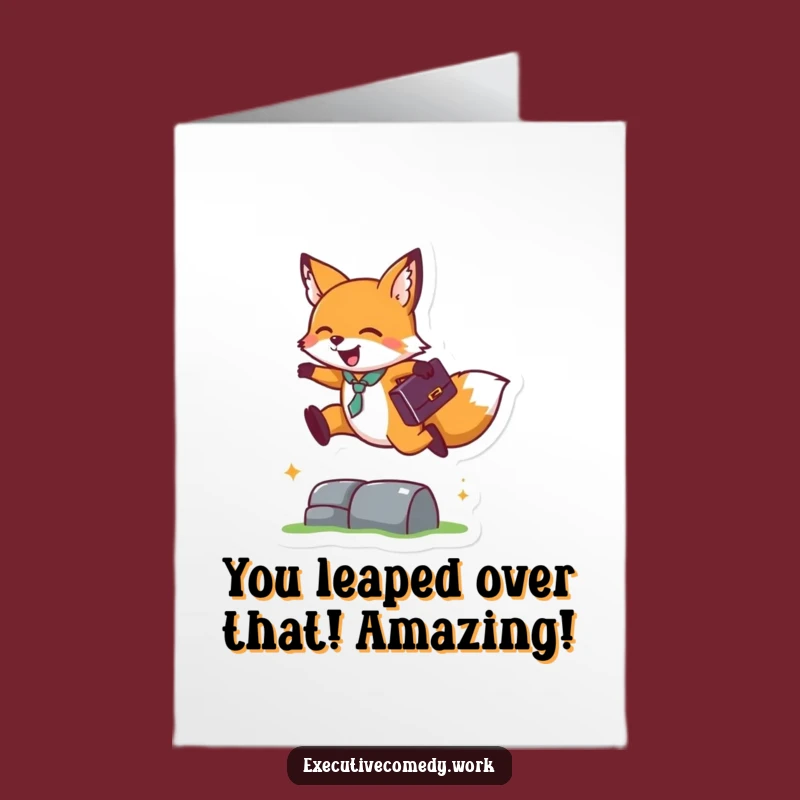 Free Printable Fox Leaping Congrats Card - Successful Downloadable Gift