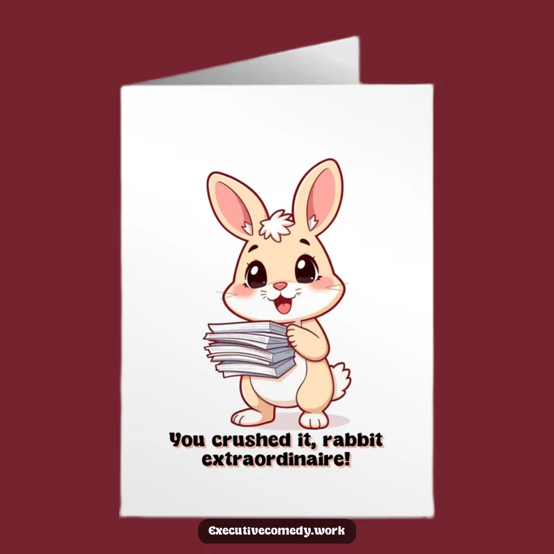 Free Printable Rabbit Congrats Card: Funny Organizer Downloadable Gift for Achievers