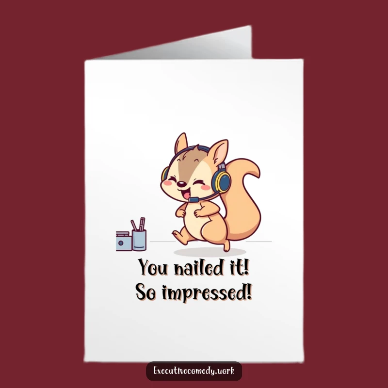 Free Printable Squirrel Congratulatory Headset Card - Fast Success Downloadable