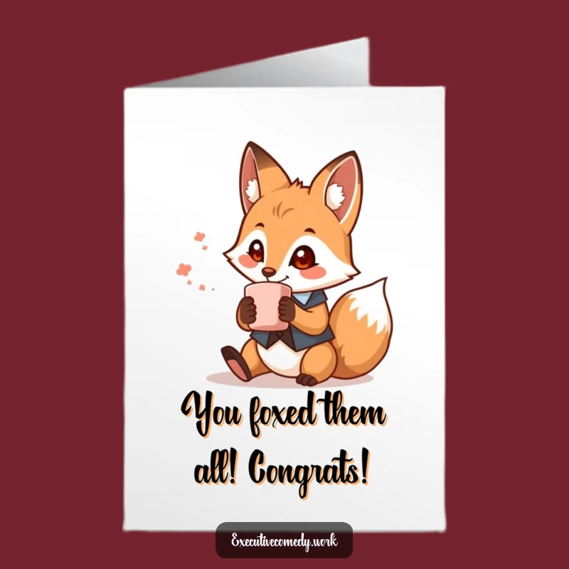 Free Printable Fox Congratulations Card: Funny Coffee Mug Downloadable Gift for Any Occasion