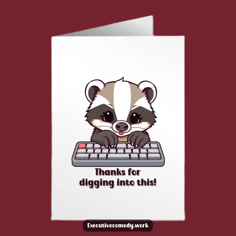 Free Printable Badger Keyboard Thank You Card - Grateful Techie Downloadable