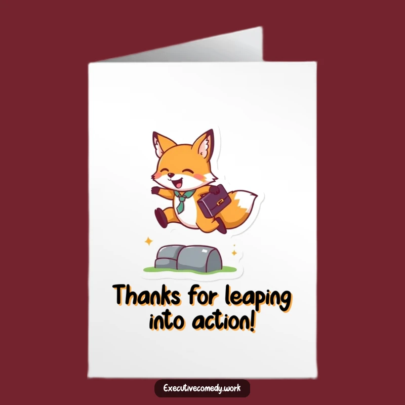 Free Printable Fox Over Obstacle Thank You Card - Grateful Downloadable Greeting
