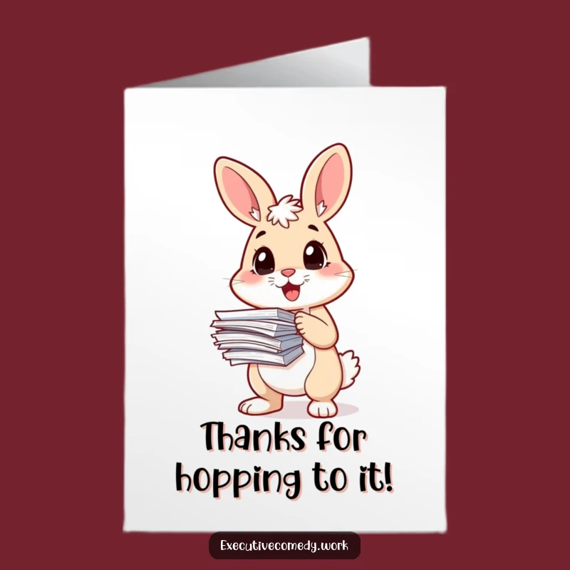 Free Printable Rabbit Thank You Card: Humorous Organizer Downloadable for Appreciation Gift