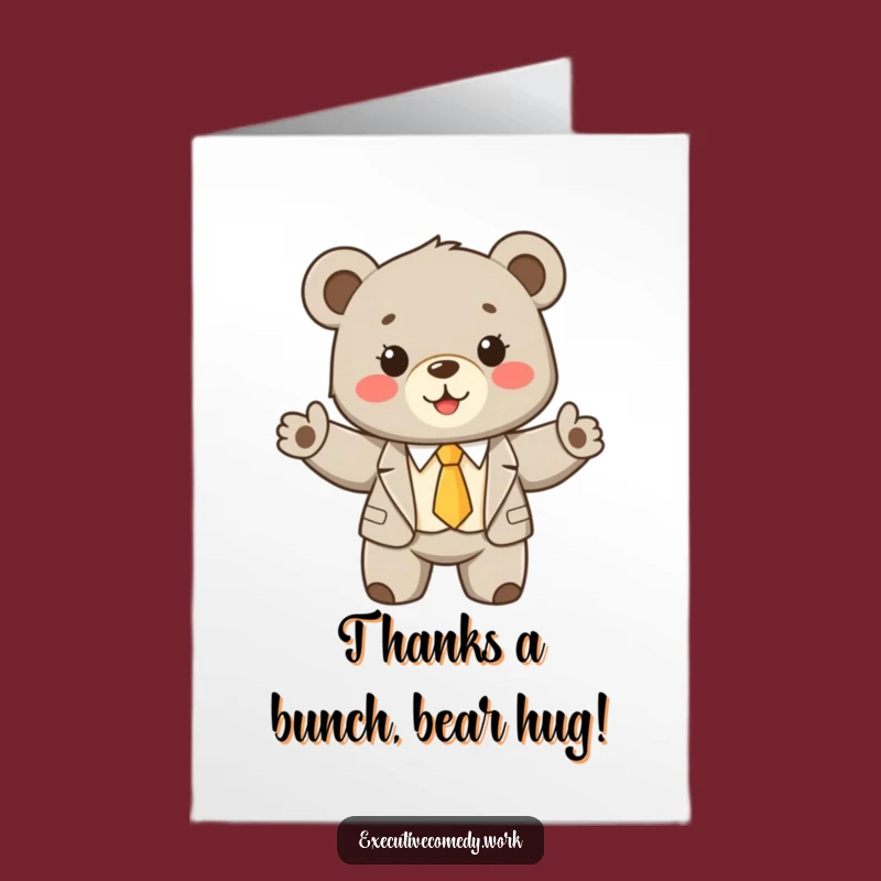 Free Printable Thank You Card: Sweet Bear Cub in Suit, Downloadable!