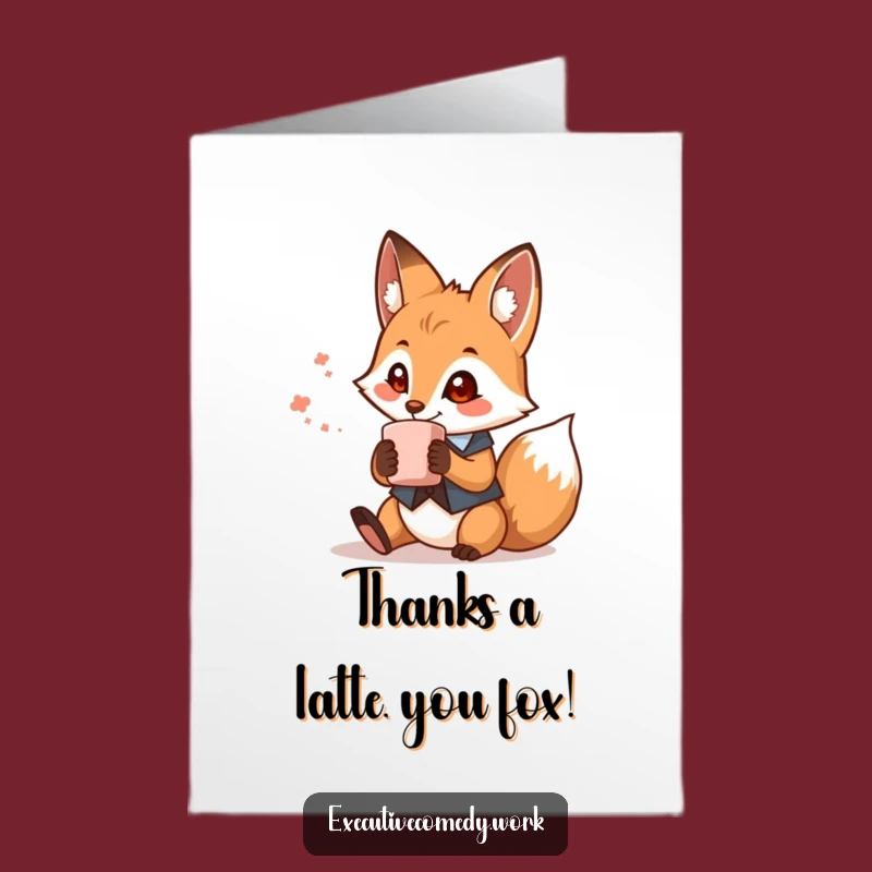Free Printable Fox Thank You Card: Humorous Coffee Lover Downloadable for a Grateful Gift