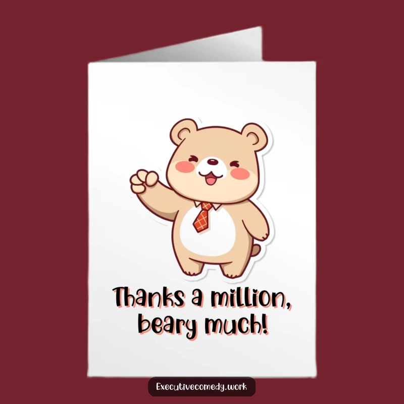Free Printable Bear Tie Thumbs Up Thank You Card - Grateful Downloadable Greeting